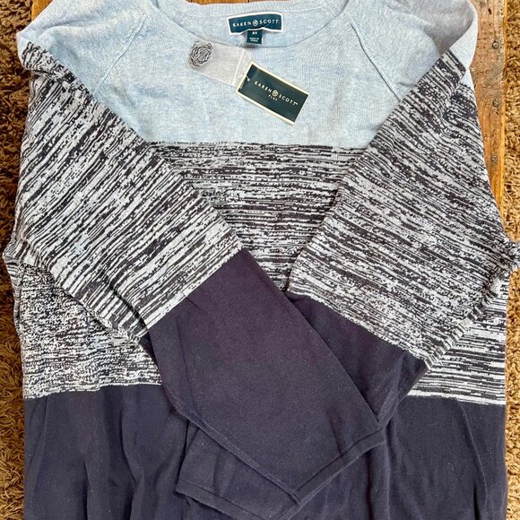 Karen Scott Women 100% Cotton Knit Sweater Color Block Size 3X Long Sleeve NWT - Picture 4 of 5